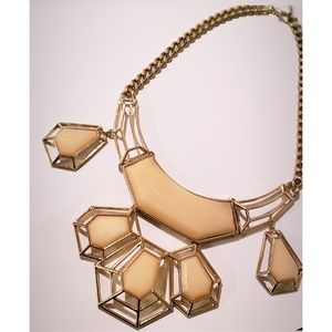 Beautiful Beige & Gold Statement Necklace